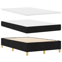 vidaXL Letto con Box Spring con Materasso & Panca Nera 120x190 cm Tessuto