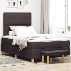 vidaXL Letto a Box Spring con Materasso & Panchina Marrone Scuro 120x190 cm Tessuto