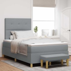 vidaXL Letto Box Spring con Materasso e Panchetta Grigio Chiaro 120x200 cm Tessuto