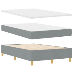 vidaXL Letto Box Spring con Materasso e Panchetta Grigio Chiaro 120x200 cm Tessuto