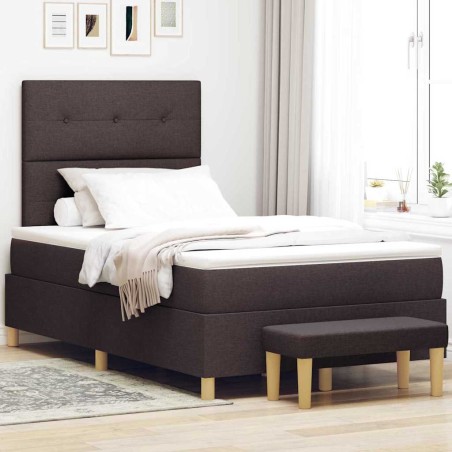 vidaXL Letto Box Spring con Materasso e Panchina Marrone Scuro 120x200 cm Tessuto