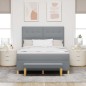 Letto Box Spring con Materasso e Panchina Grigio Chiaro 140x190 cm Tessuto Letto Box Spring con Materasso e Panchina Grigio Chiaro 140x190 cm Tessuto