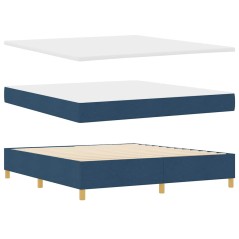 vidaXL Letto con Box Spring e Materasso & Panca Blu 180x200 cm Tessuto