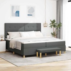 vidaXL Letto Box Spring con Materasso e Panchina Grigio Scuro 200x200 cm Tessuto