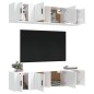 Set di Mobili Porta TV 6 pz Bianco Lucido in Legno Multistrato Set di Mobili Porta TV 6 pz Bianco Lucido in Legno Multistrato