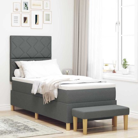vidaXL Letto Box Spring con Materasso e Panchina Grigio Scuro 80x200 cm Tessuto