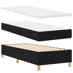 vidaXL Letto Box Spring con Materasso e Panchina Nero 80x200 cm Tessuto