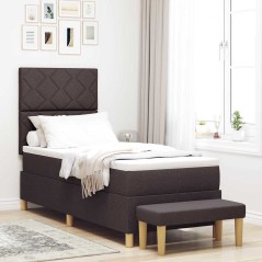 vidaXL Letto con Box Spring con Materasso & Panchina Marrone Scuro 80x200 cm Tessuto