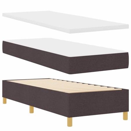 vidaXL Letto con Box Spring con Materasso & Panchina Marrone Scuro 80x200 cm Tessuto