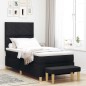 vidaXL Letto Box Spring con Materasso e Panchina Nera 90x190 cm Tessuto vidaXL Letto Box Spring con Materasso e Panchina Nera 90x190 cm Tessuto