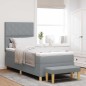 vidaXL Letto con rete a doghe con materasso e panchina grigio chiaro 90x200 cm tessuto