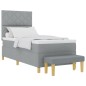 vidaXL Letto con rete a doghe con materasso e panchina grigio chiaro 90x200 cm tessuto