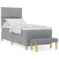 vidaXL Letto con rete a doghe con materasso e panchina grigio chiaro 90x200 cm tessuto