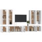 Set Mobili Porta TV 8pz Bianco in Legno Multistrato Set Mobili Porta TV 8pz Bianco in Legno Multistrato