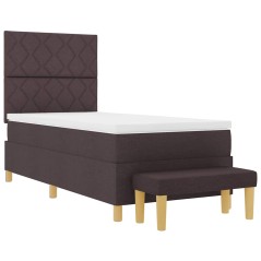 vidaXL Letto a Molle con Materasso e Panchina Marrone Scuro 90x200 cm Tessuto