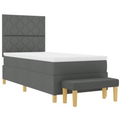 vidaXL Letto a Molle con Materasso & Panca Grigio Scuro 100x200 cm Tessuto