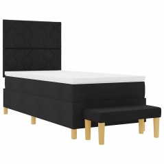 vidaXL Letto Box Spring con Materasso e Panchina Nero 100x200 cm Tessuto