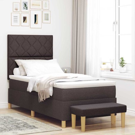 vidaXL Letto con Rete a Molla con Materasso e Panchina Marrone Scuro 100x200 cm Tessuto