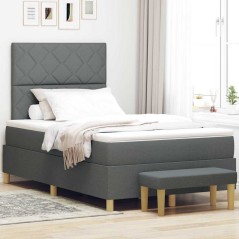 vidaXL Letto a Box Spring con Materasso & Panca Grigio Scuro 120x190 cm Tessuto