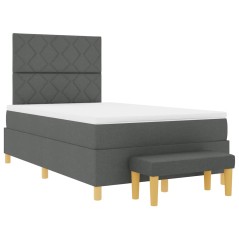 vidaXL Letto a Box Spring con Materasso & Panca Grigio Scuro 120x190 cm Tessuto