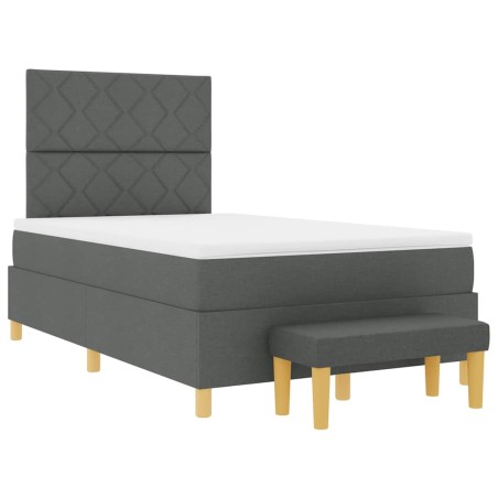 vidaXL Letto a Box Spring con Materasso & Panca Grigio Scuro 120x190 cm Tessuto
