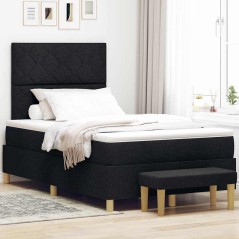 vidaXL Letto con Box Spring con Materasso e Panchina Nero 120x190 cm Tessuto