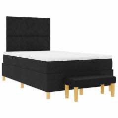 vidaXL Letto con Box Spring con Materasso e Panchina Nero 120x190 cm Tessuto