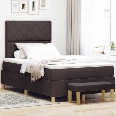 vidaXL Rete a Molla con Materasso & Panca Marrone Scuro 120x190 cm Tessuto