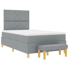 vidaXL Letto a Box Spring con Materasso e Panchina Grigio Chiaro 120x200 cm Tessuto