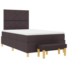 vidaXL Letto con Box Spring e Panchina Marrone Scuro 120x200 cm Tessuto