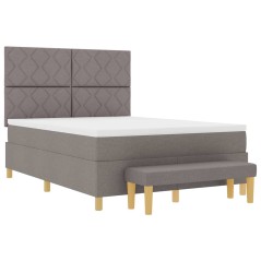 vidaXL Letto a Box Spring con Materasso & Panchina Taupe 140x190 cm Tessuto