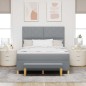 vidaXL Letto a Box Spring con Materasso e Panchina Grigio Chiaro 140x200 cm Tessuto