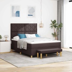 vidaXL Letto a Box Spring con Materasso e Panchina Marrone Scuro 140x200 cm Tessuto