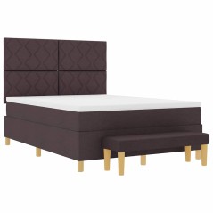 vidaXL Letto a Box Spring con Materasso e Panchina Marrone Scuro 140x200 cm Tessuto