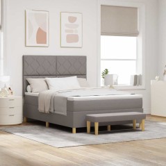 vidaXL Letto con Box Spring con Materasso e Panca Tortora 160x200 cm Tessuto