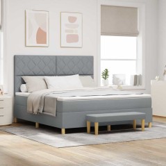 vidaXL Letto con Box Spring e Materasso Grigio Chiaro 180x200 cm Tessuto