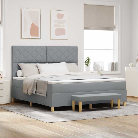vidaXL Letto con Box Spring e Materasso Grigio Chiaro 180x200 cm Tessuto