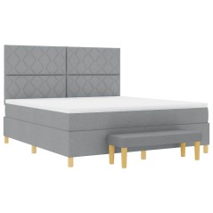 vidaXL Letto con Box Spring e Materasso Grigio Chiaro 180x200 cm Tessuto