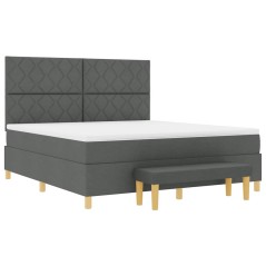 vidaXL Letto Box Spring con Materasso e Panchina Grigio Scuro 180x200 cm Tessuto