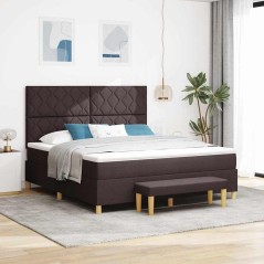 vidaXL Letto con Box Spring con Materasso e Panchina Marrone Scuro 180x200 cm Tessuto