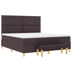 vidaXL Letto con Box Spring con Materasso e Panchina Marrone Scuro 180x200 cm Tessuto