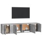 Set di Mobili Porta TV 3 pz Grigio Cemento in Legno Multistrato Set di Mobili Porta TV 3 pz Grigio Cemento in Legno Multistrato