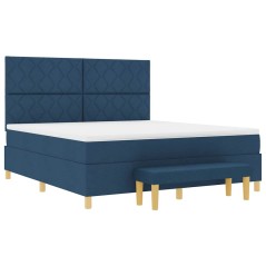 vidaXL Letto a Molle con Materasso e Panchina Blu 180x200 cm