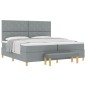 vidaXL Letto a Molle con Materasso e Panca Grigio Chiaro 200x200 cm Tessuto