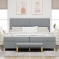 vidaXL Letto a Molle con Materasso e Panca Grigio Chiaro 200x200 cm Tessuto