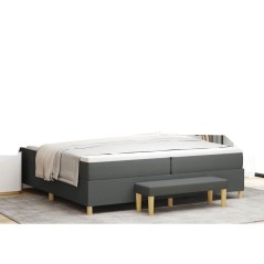 vidaXL Letto con Box Spring con Materasso & Panchina Grigio Scuro 200x200 cm Tessuto