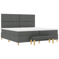 vidaXL Letto con Box Spring con Materasso & Panchina Grigio Scuro 200x200 cm Tessuto