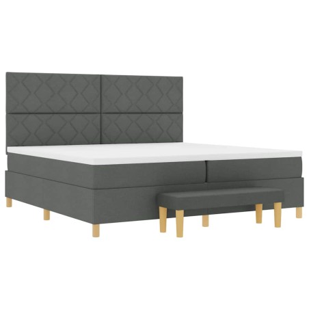 vidaXL Letto con Box Spring con Materasso & Panchina Grigio Scuro 200x200 cm Tessuto