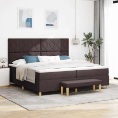vidaXL Letto con Box Spring con Materasso e Panchetta Marrone Scuro 200x200 cm Tessuto