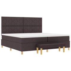 vidaXL Letto con Box Spring con Materasso e Panchetta Marrone Scuro 200x200 cm Tessuto
